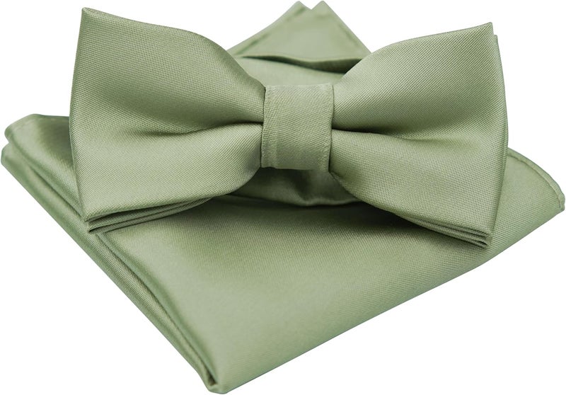 BEWDIO Bow Ties for Boys Pre Tied Toddler Bow Tie Adjustable Kids Bowties with Pocket Square Set for Wedding Party - Image 1